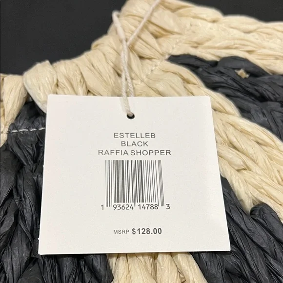 Dolce Vita | Black Raffia Shopper “EstelleB” Tote ~ Canvas Inside - Picture 13 of 16
